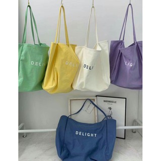 กระเป๋าผ้าใบสีพาสเทลใหญ่มากก แนวมินิมอล