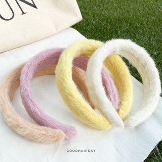 ที่คาดผม Fluffy head band แต่งขนมิ้งนุ่ม💖 ที่คาดผมสีพาสเทล