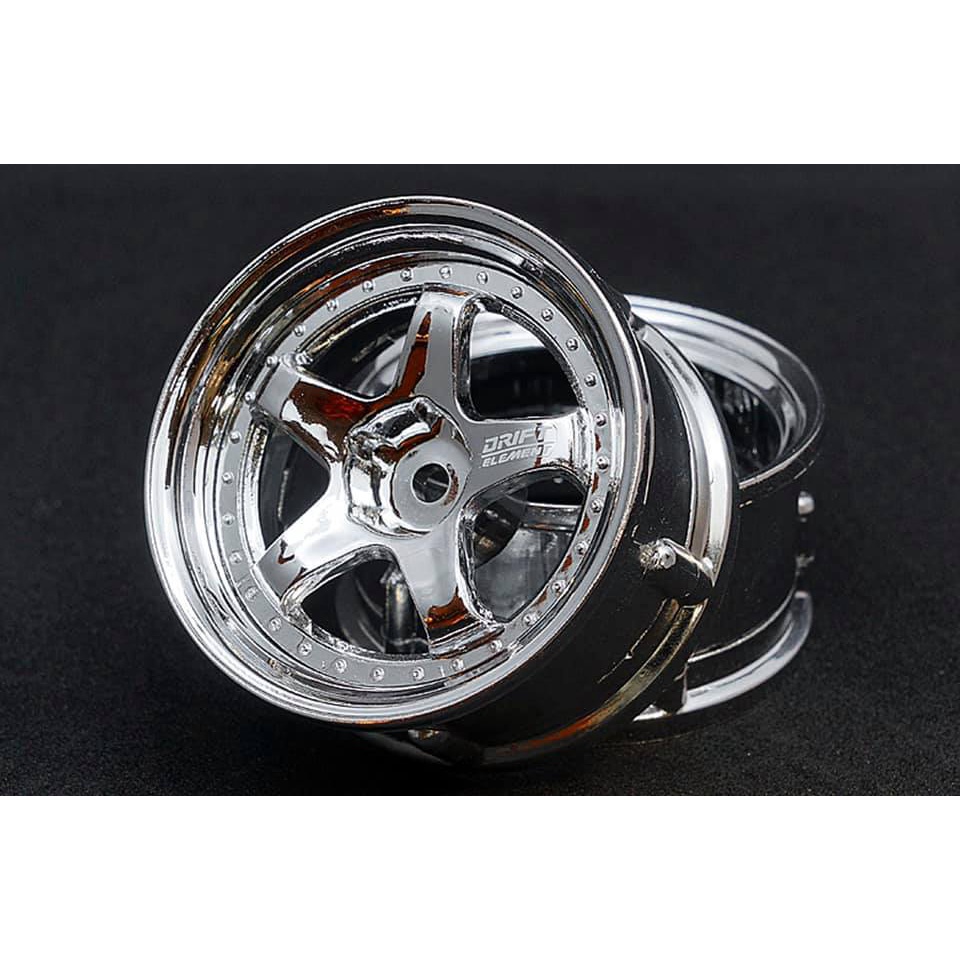 ล้อรถบังคับวิทยุ (2 วง) 5 Spoke CHROME ล้อปรับออฟเซ็ตได้ ล้อโครม ล้อโครเมี่ยม รถบังคับดริฟ1:10 รถบังคับไฟฟ้า (แพ็ค2pcs.)