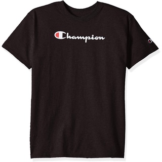 100%cotton เสื้อ ยืด ผ้า มัด ย้อม Champion Boys Big Kids Script Tee men เสื้อ ยืด ผู้ชาย คอกลม โอเวอร์ ไซส์สามารถปรับแต