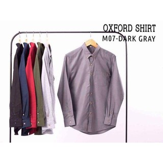 เสื้อเชิ้ตผ้า oxford  สีเทาเข้ม