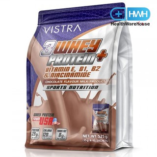 Vistra 3Whey Protein Plus Chocolate 15 ซอง วิสทร้า 3 เวย์โปรตีน พลัส รส ช็อคโกแลต