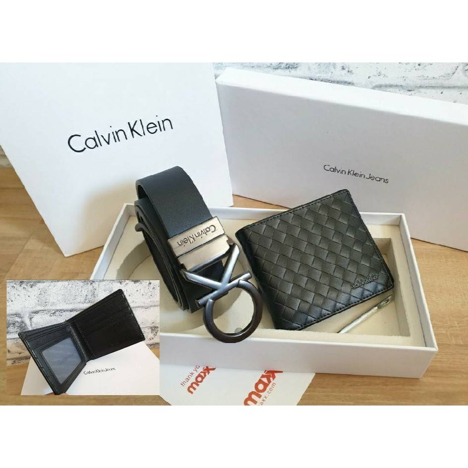 เซตกระเป๋าตังค์+เข็มขัด Calvin Klein แท้