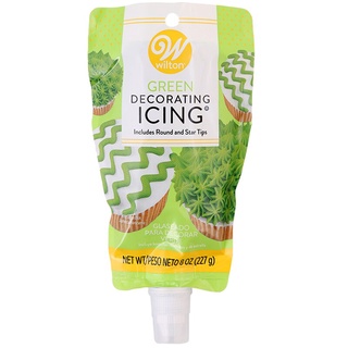 วิลตันไอซิ่งแต่งหน้าขนมสีเขียวพร้อมหัวบีบ 227กรัม Wilton Green Confectionery Icing with Tip 227g.