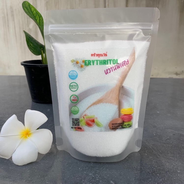 น้ำตาลอีริท น้ำตาลหญ้าหวาน อิริทอล Erythritol ชนิดหวานพิเศษ น้ำตาลคีโต สำหรับคนเป็นเบาหวาน แคลลอรี่ 