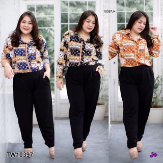 Set 2 ชิ้น #BigSize เสื้อเชิ้ตแขนยาว+กางเกง TW19397