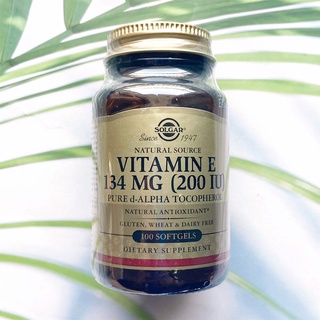 วิตามินอี Natural Source Vitamin E 134 mg (200 IU) 100 Softgels (Solgar®) วิตามินอี ช่วยยับยั้งการเสื่อมสภาพของเซลล์