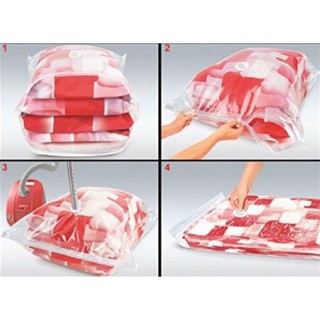 ถุงสูญญากาศสีใส มีวาล์ว คลิปช่วยล็อคซิป ขนาด 50x60 cm + เครื่องสูบลมไฟฟ้า