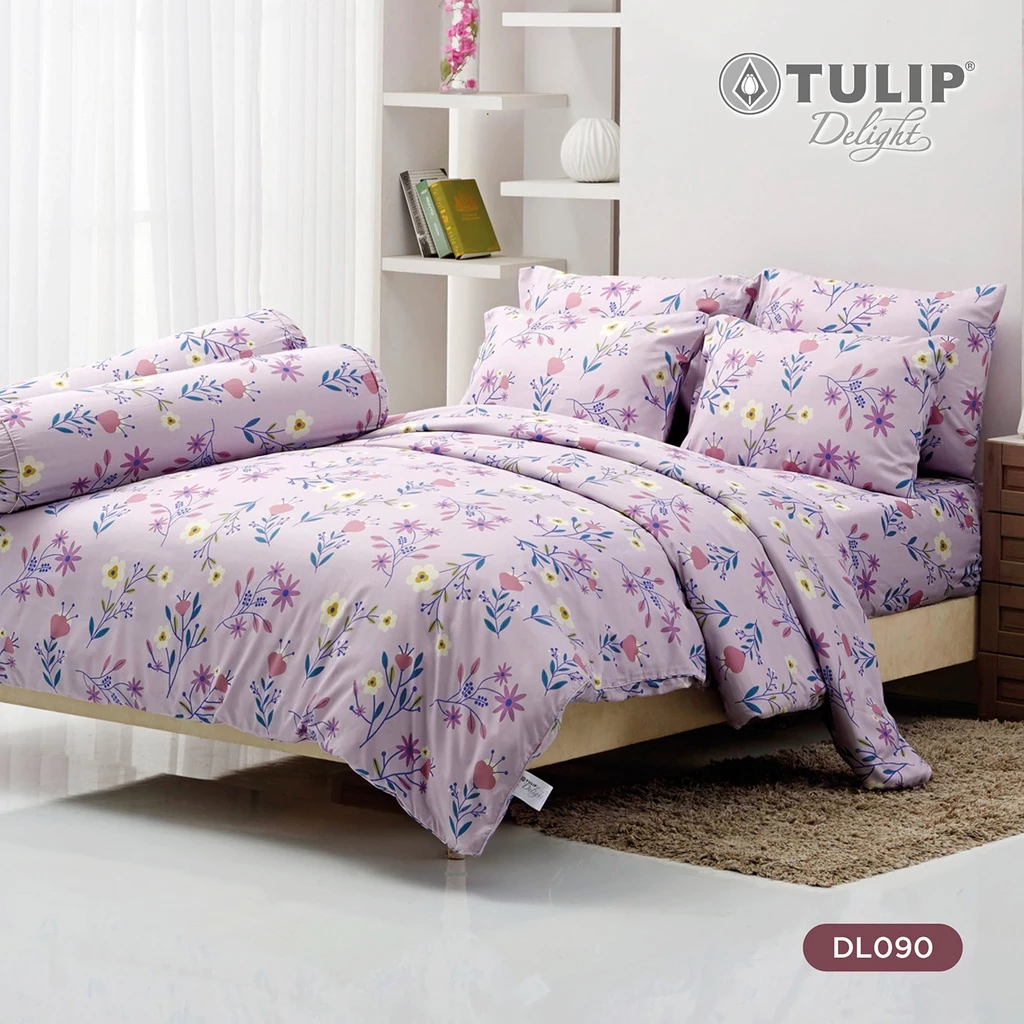 TULIP Delight พิมพ์ลาย DL090 ลายดอกไม้โทนละมุน ชุดผ้าปูที่นอน ผ้าปูที่นอน ผ้าห่มนวม พิมพ์ลายสวยงาม สัมผัสนุ่ม