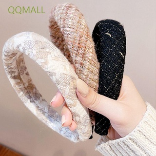 Qqmall ที่คาดศีรษะฟองน้ําลายสก๊อตหรูหราสไตล์เกาหลีสําหรับผู้หญิง