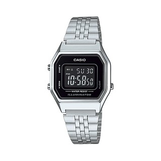 CASIO Standard รุ่น LA680WA-1BDF สีเงิน จอดำ สายสแตนเลส