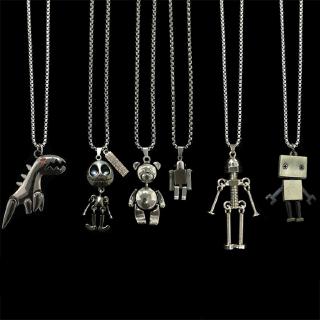 hiphop Hip hop Bear Dinosaur robot retro movable titanium steel pendant