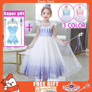 Disney Frozen Elsa Costume Dress 2022 ดิสนีย์แช่แข็งเอลซาเครื่องแต่งกายชุดเด็กสาวของเอลซาราชินีคอสเพลย์ชุดเจ้าหญิง