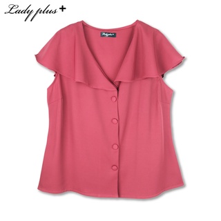 Lady Plus เสื้อคอระบายแขนกุด | Sleeveless Blouse with Ruffles เสื้อทำงาน สีแดง