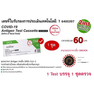 ชุดตรวจ ATK​ ยี่ห้อ​ GICA Testsealabs 2in1​ น้ำ​ลาย​&amp;จมูก