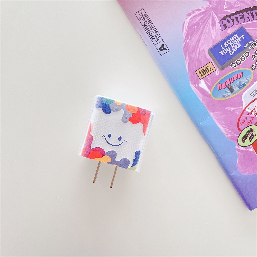 เคสชาร์จ ฝาครอบป้องกัน อ่อน TPU การ์ตูนน่ารัก ใบหน้าที่ยิ้ม ลวดลาย ชัดเจน USB Data เชลล์ชาร์จ สำหรับ Apple ต้นฉบับ 18W/20W ที่ชาร์จ - รูปที่ 5