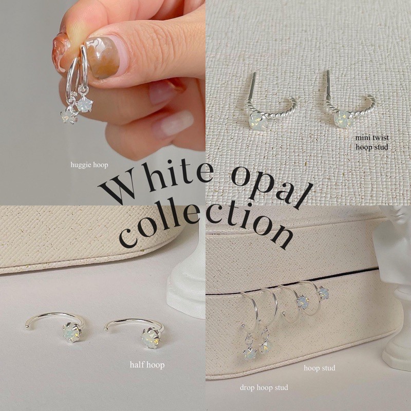 SissyJewelry // ต่างหูเงินแท้ พลอย Swarovski White opal collection