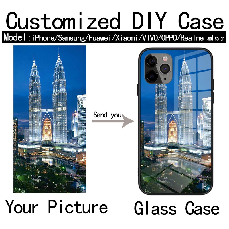 เคสสั่งทำ เคสกระจกแข็ง DIY ปรับแต่งโทรศัพท์ ใส่รูปตัวเองได้