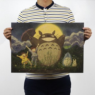 โปสเตอร์กระดาษคราฟท์ ลาย Totoro น่ารัก สําหรับตกแต่งผนัง