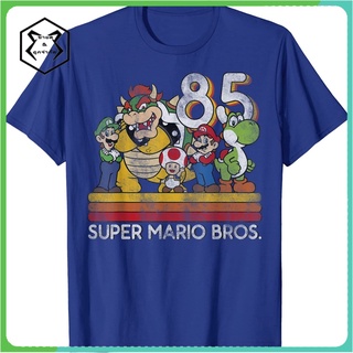 เสื้อยืดขายดีที่สุด 100%cotton เสื้อยืดคอวีผู้ชาย Nintendo Super Mario Retro Character Line-Up Graphic เสื้อ ยืด ผู้ชาย