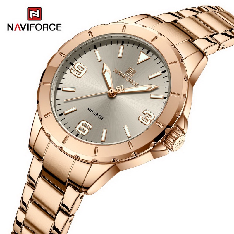 Naviforce  นาฬิกาข้อมือผู้หญิงแฟชั่น NF5022 สายสแตนเลส กันน้ำ ระบบอนาล็อก