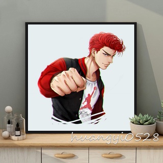 ภาพวาดผ้าใบ การ์ตูน Slam Dunk Hanamichi Sakuragi ตกแต่งบ้าน ห้องนั่งเล่น วอลล์เปเปอร์ โปสเตอร์ผ้าใบ ไร้กรอบ