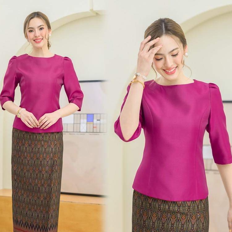 8 สี เสื้อไหมออกงาน (เฉพาะเสื้อ)ไหมญี่ปุ่นเนื้อสวยค่ะ ชมพู แดง ม่วงอ่อน อก 32-46 สาวอวบ ไซส์ใหญ่