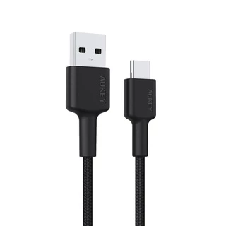 AUKEY CB-CD30 | สายชาร์จเร็ว 60W Nylon USB-A to USB-C 3A QC3.0 รองรับ CarPlay (0.9m)
