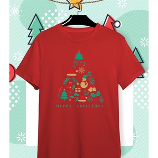 เสื้อยืดลายปีใหม่ เสื้อคริสมาสต์ Happy New Year &amp; Merry Christmas ลายน่ารักๆ ผ้า Cotton ใส่สบาย สีสันสดใส