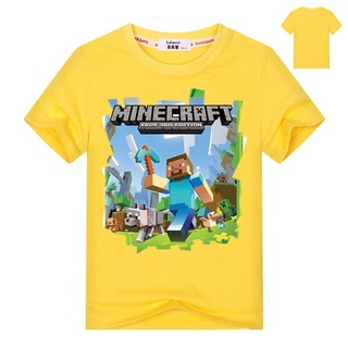 เสื้อยืดคอกลมเด็กผู้ชายเกมยอดนิยม minecraft แขนสั้นเสื้อยืดผ้าฝ้ายฤดูร้อนบริสุทธิ์เสื้อผ้าสำหรับเด็ก