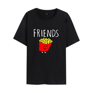 เสื้อยืดแขนสั้น พิมพ์ลายตัวอักษร Friends French Fries เข้ากับทุกการแต่งกาย แฟชั่นฤดูใบไม้ผลิ และฤดูร้อน สําหรับผู้ชาย และผู้หญิง