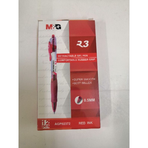 M&G R3 0.5MM ปากกาเจล สีแดง (12S Box)