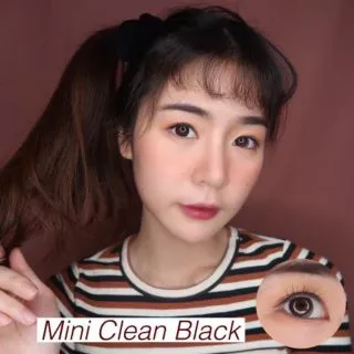 💖 Kitty kawaii ๑ สีดำ black mini Cleen & Clean สายตา -00 ถึง -1000 Contactlens บิ๊กอาย คอนแทคเลนส์ ราคาถูก แถมตลับฟรี.