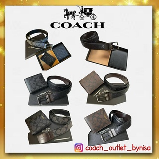 COACH Short Wallet with Belt Set Signature
