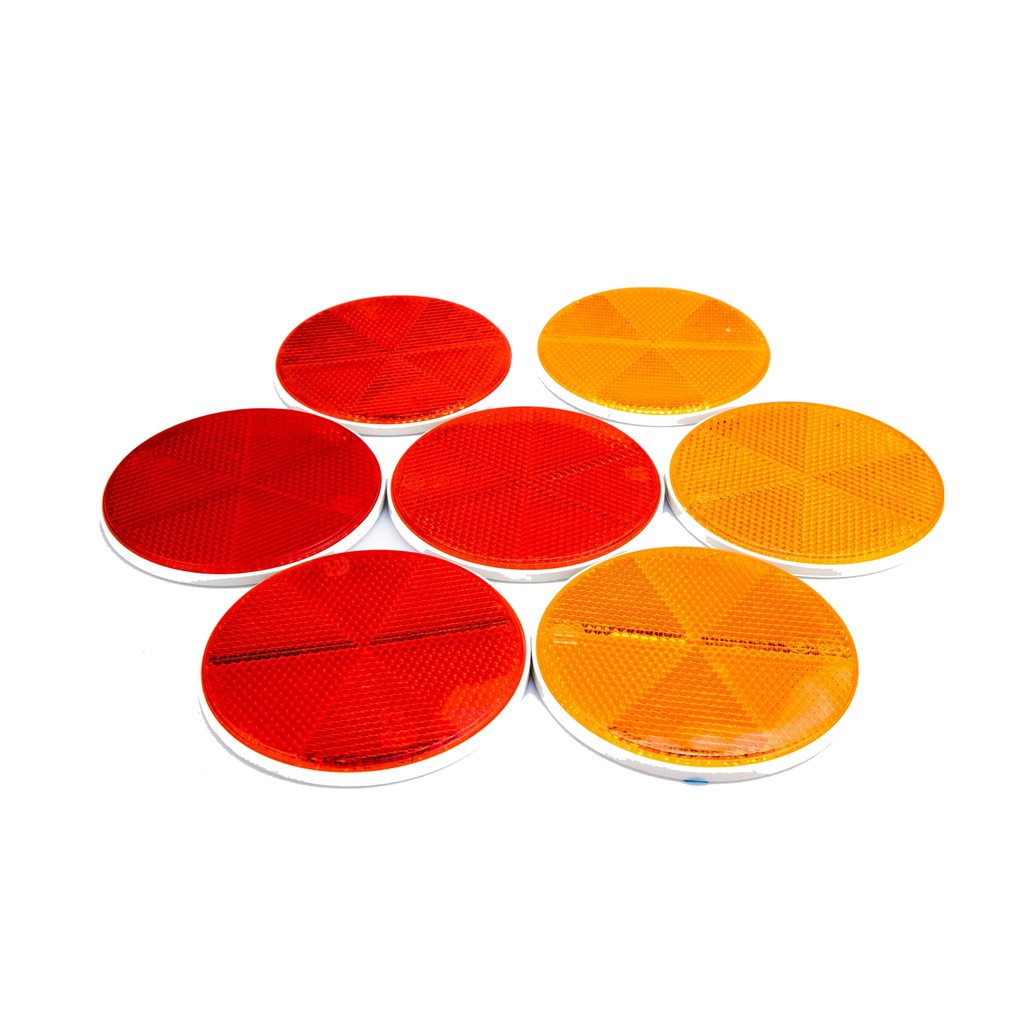 ทับทิมสะท้อนแสง สำหรับติดรถบรรทุก ขนาด 8 cm(สินค้าคุณภาพเกรด A) ทับทิม สะท้อนแสง ติดรถ หลังกาว แบบวงกลม สีเหลือง สีแดง