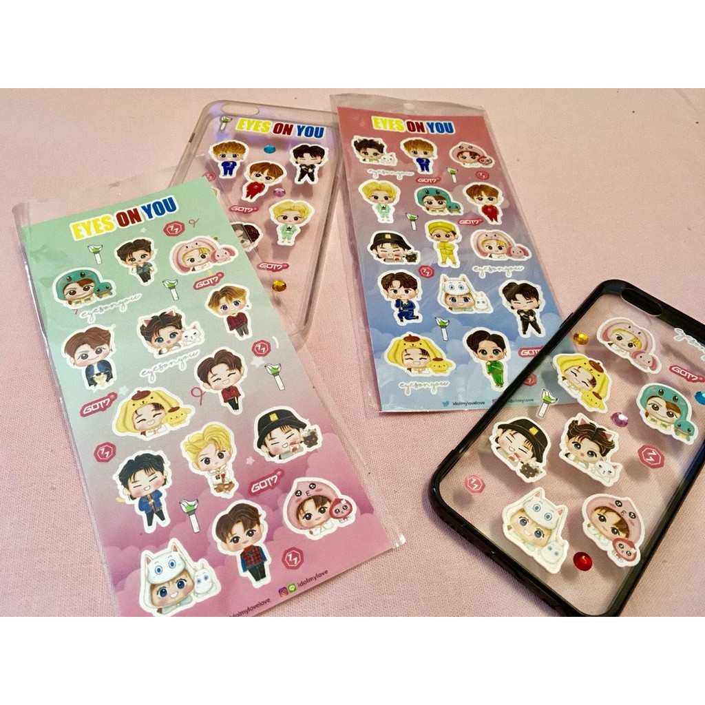 GOT7 : Keychain + PIN Lightstick + Sticker Fanart