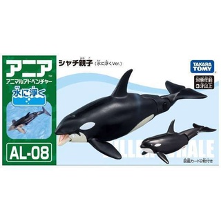 Takara Tomy ANIA Animal AL-08 ชุดฟิกเกอร์ รูปปลาวาฬ ลอยน้ําได้ 2 ชิ้น