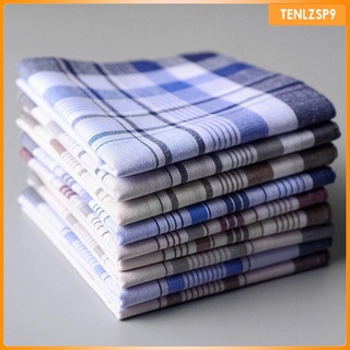 [SHASHA] 10X Mens Handkerchief Decorative Suits Square Cotton Grid  Square Handkerchief