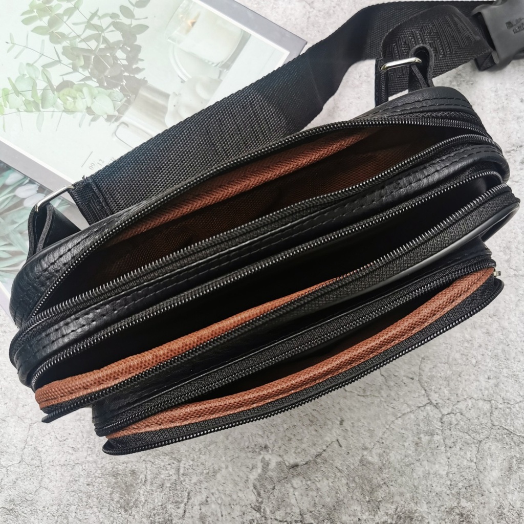 กระเป๋าคาดอก คาดเอว 2IN1 หนัง pU อย่างดี หนังกันน้ำ แบรนด์แท้ WOLWES ORIGINAL 100% งานไทย ใส่ของได้เยอะช่องซิปมากถึง 5ช - รูปที่ 4