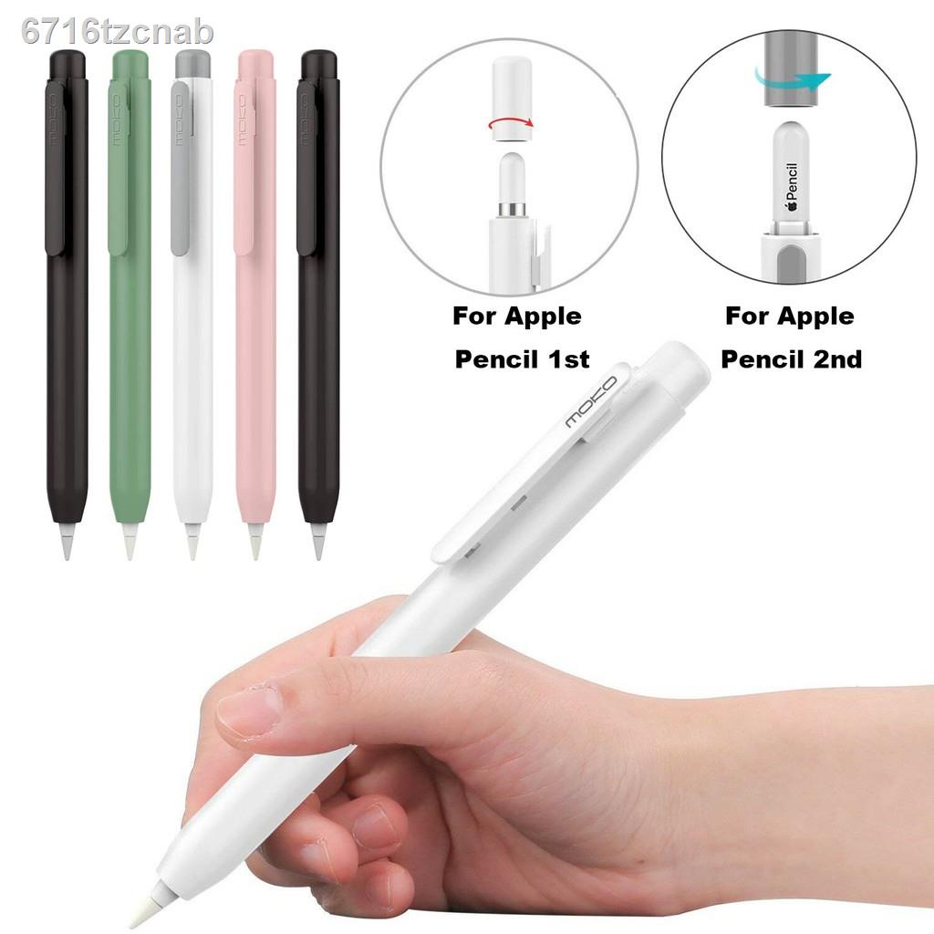▫♣✔Moko เคสปากกาไอแพด พร้อมคลิปในตัว ปลอกปลายแบบถอดได้ ปุ่มสปริง และฝาครอบ สำหรับ Apple Pencil รุ่นที่ 1 และ 2