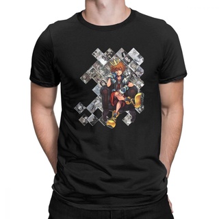 เสื้อยืดแขนสั้น ผ้าฝ้าย พิมพ์ลาย Kingdom Hearts forKing of Memories Sora Riku Kairi สําหรับผู้ชาย