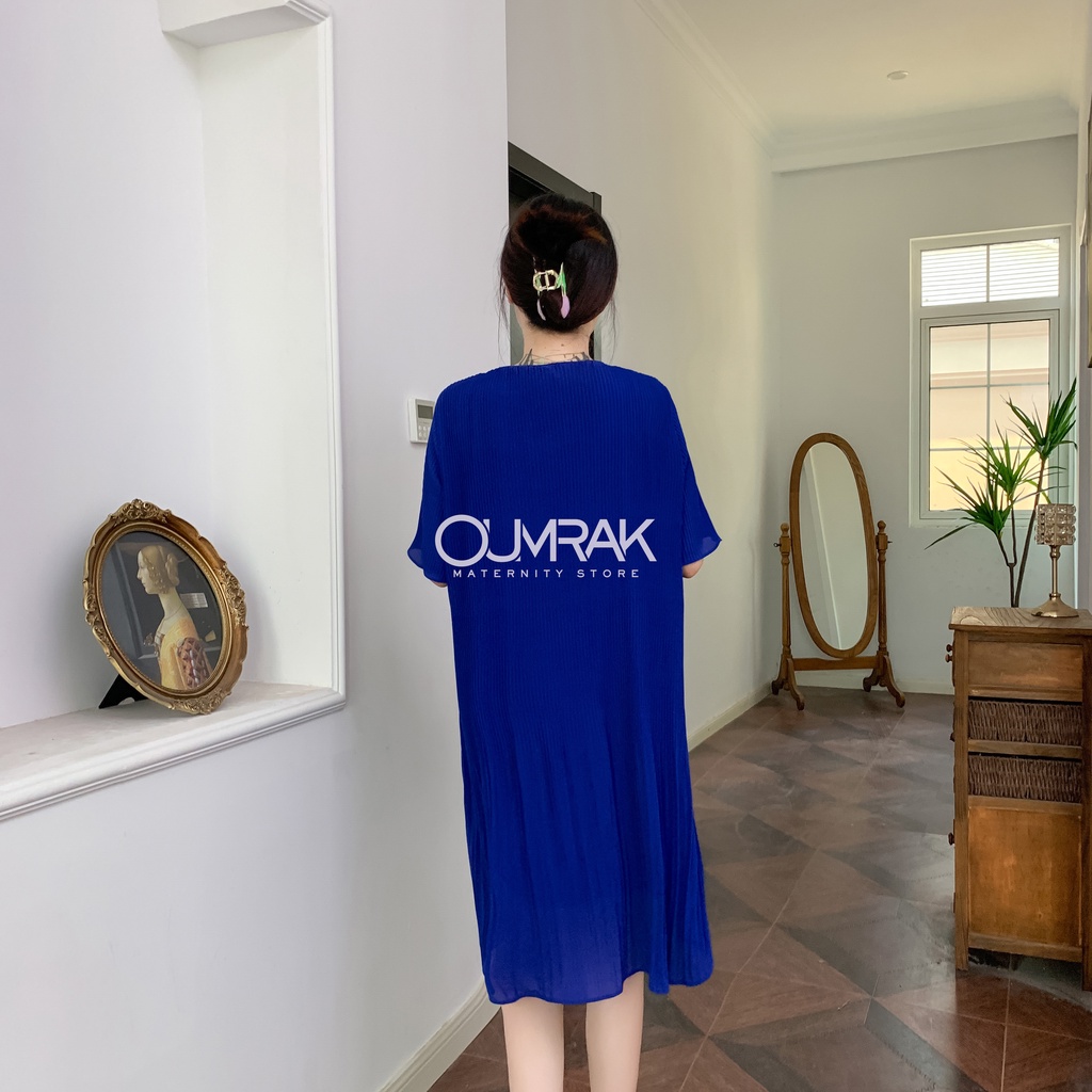 ( อกใหญ่ + มีซับ + ให้นม ) ชุดเดรสคลุมท้อง ผ้าชีฟองอัดพรีท BB1120 - รูปที่ 3