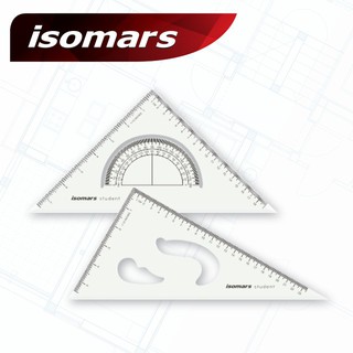 ไม้ฉากสามเหลี่ยม ไม้ฉากสามเหลี่ยม Isomars สำหรับออกแบบ ขนาด 25cm./10" (45 องศา) X 30cm./12" (60 องศา)