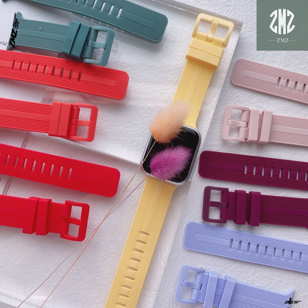 NEW รุ่นใหม่ สายยางเข็มขัดลายเส้น ใช้สำหรับ Smart Watch 7 ES 6 5 4 3 2 1 Size 38/40/41mm 42/44/45mm HW22PLUS X7 T500