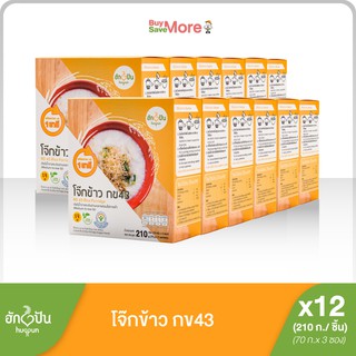 ยกลัง(12กล่อง) โจ๊กข้าวกข43 กึ่งสำเร็จรูป บรรจุ 210ก. (Hugpun Instant RD43 Rice Porridge 210g) Whole Box