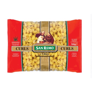 San Remo Curl Pasta 500g. อาหารเครื่องดื่ม  วัตถุดิบ  เส้นพาสต้าเคิร์ล