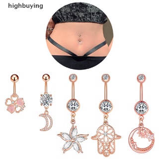 [highbuying] ใหม่ จิวสะดือ เจาะสะดือ แหวนคริสตัล ดอกไม้ หัวใจ หน้าท้อง