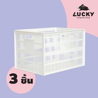 LUCKY HOME ตะกร้าพลาสติกใส่ของ (A4) DT-38 แพ็ค 3 ชิ้น ขนาด (กว้าง x ยาว x สูง): 27.7 x 38.7 x 25 cm