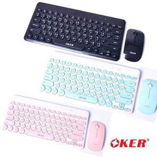 OKER ชุดคีย์บอร์ดเมาส์ไร้สาย Wireless keyboard mouse Combo set รุ่น K885