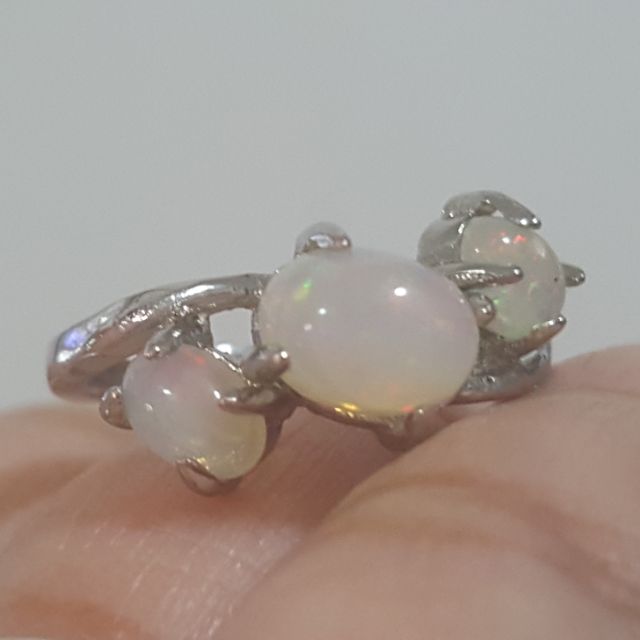 แหวนแฟชั่นโอปอลแท้ size 6 (Natural UnHeated Opal Ring)